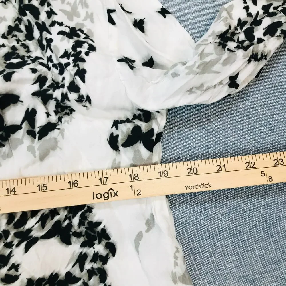 All Saints Women Medium Safi Orsino Pyjama Shirt White Black Skull Goth Flaw BC4
